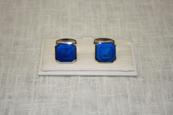 Silver and blu enamel cufflinks